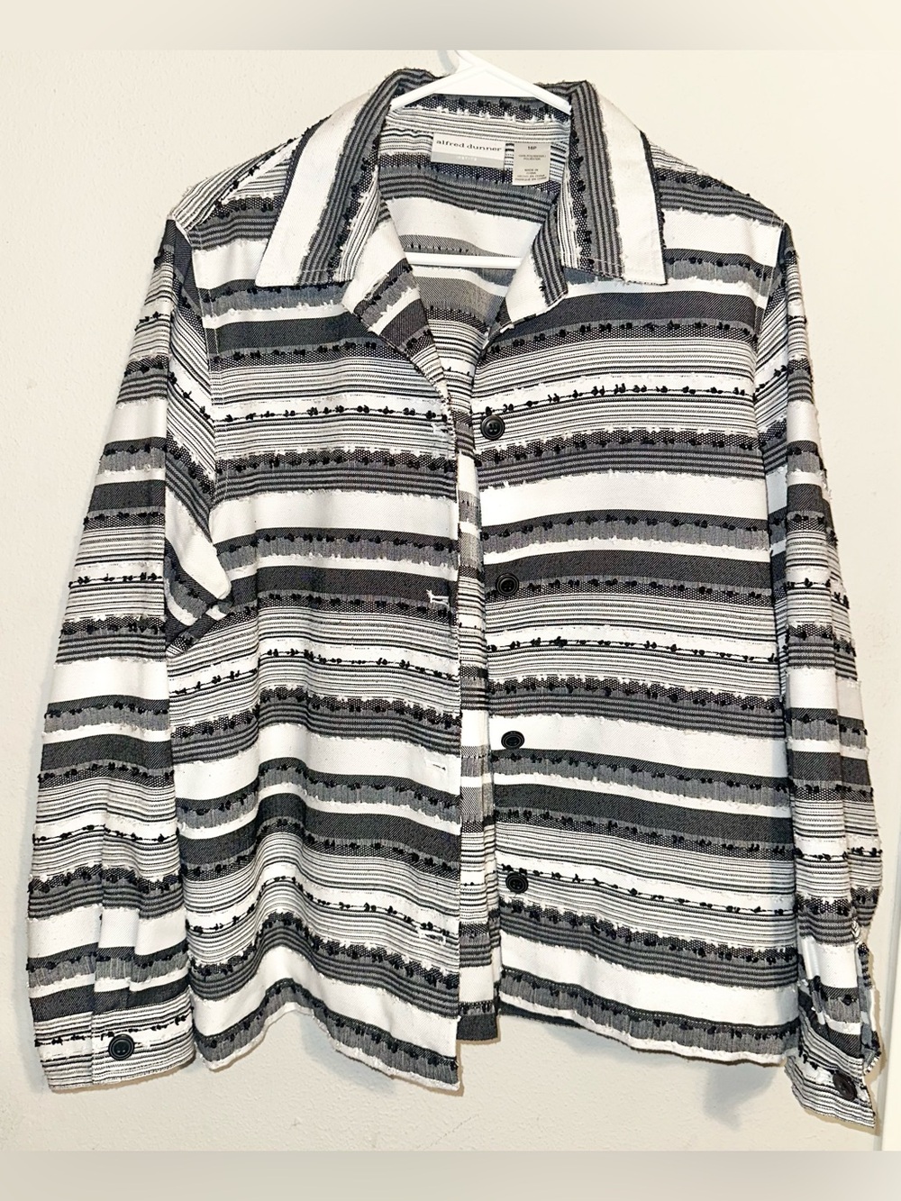 Alfred Dunner Black and White Striped Blazer